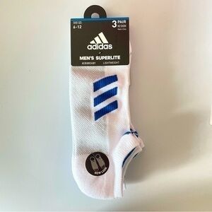 Adidas men’s no show cushioned socks 3 pairs size 6-12 white gray blue